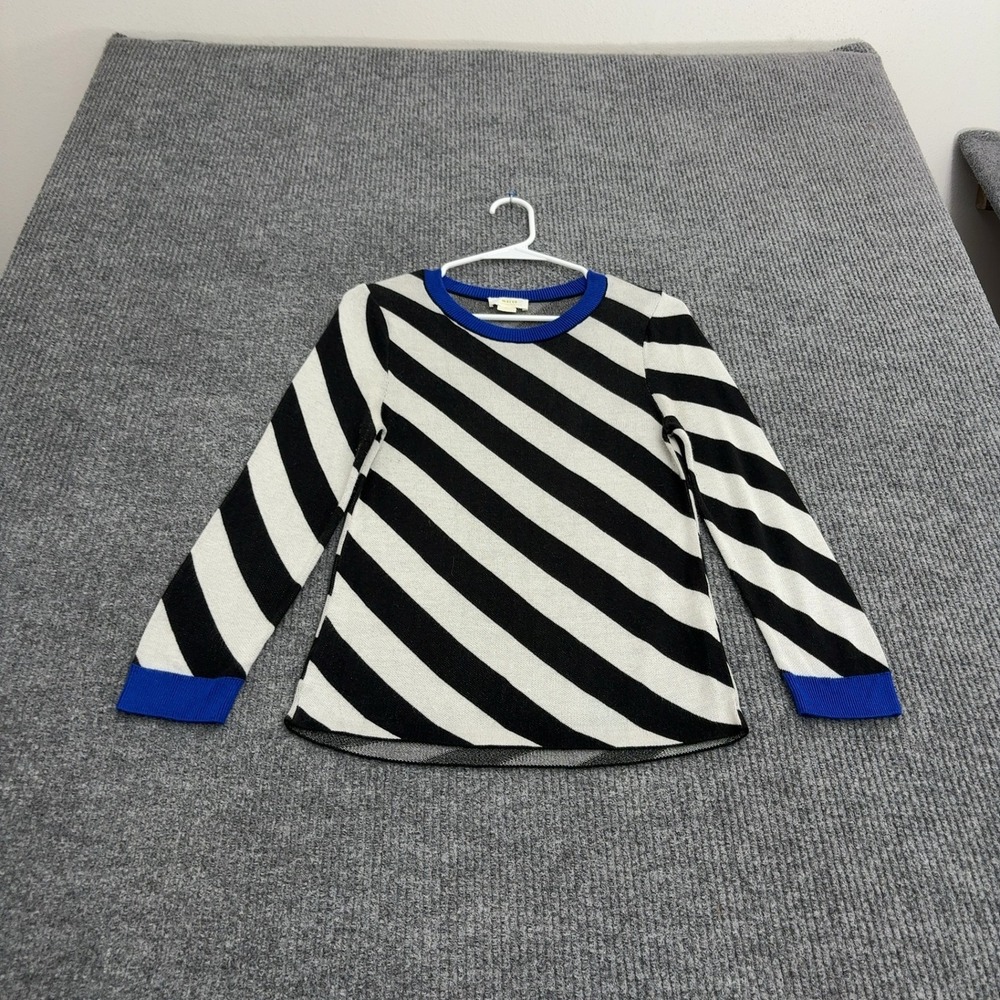 Maeve Anthropologie Sweater Womens S Black White Knit Diagonal Stripe Casual